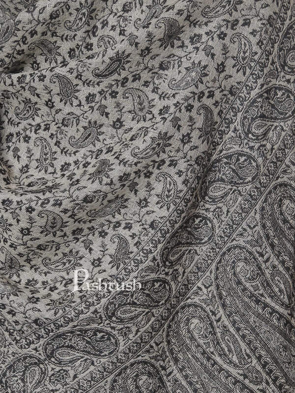 Pashtush India 70x200 Pashtush Mens Fine Wool Luxury Stole, Soft and Warm, Black and Grey