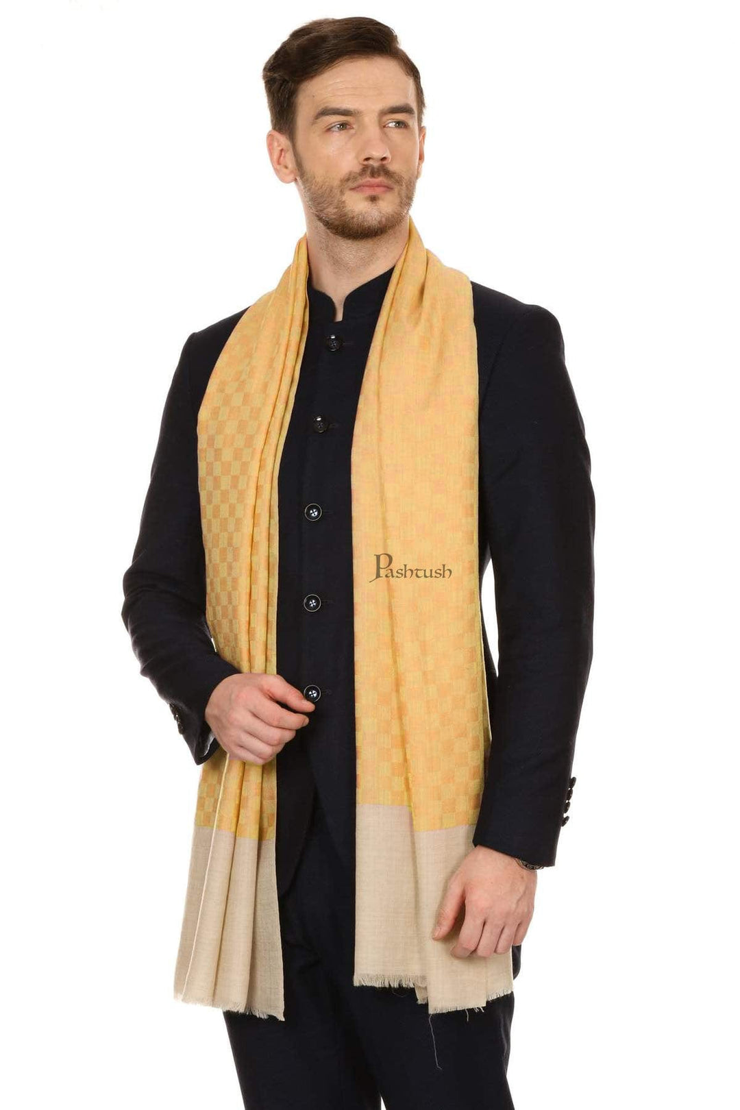 Pashtush India Mens Scarves Stoles and Mufflers Pashtush Mens Fine Wool Reversible Muffler, Soft And Warm