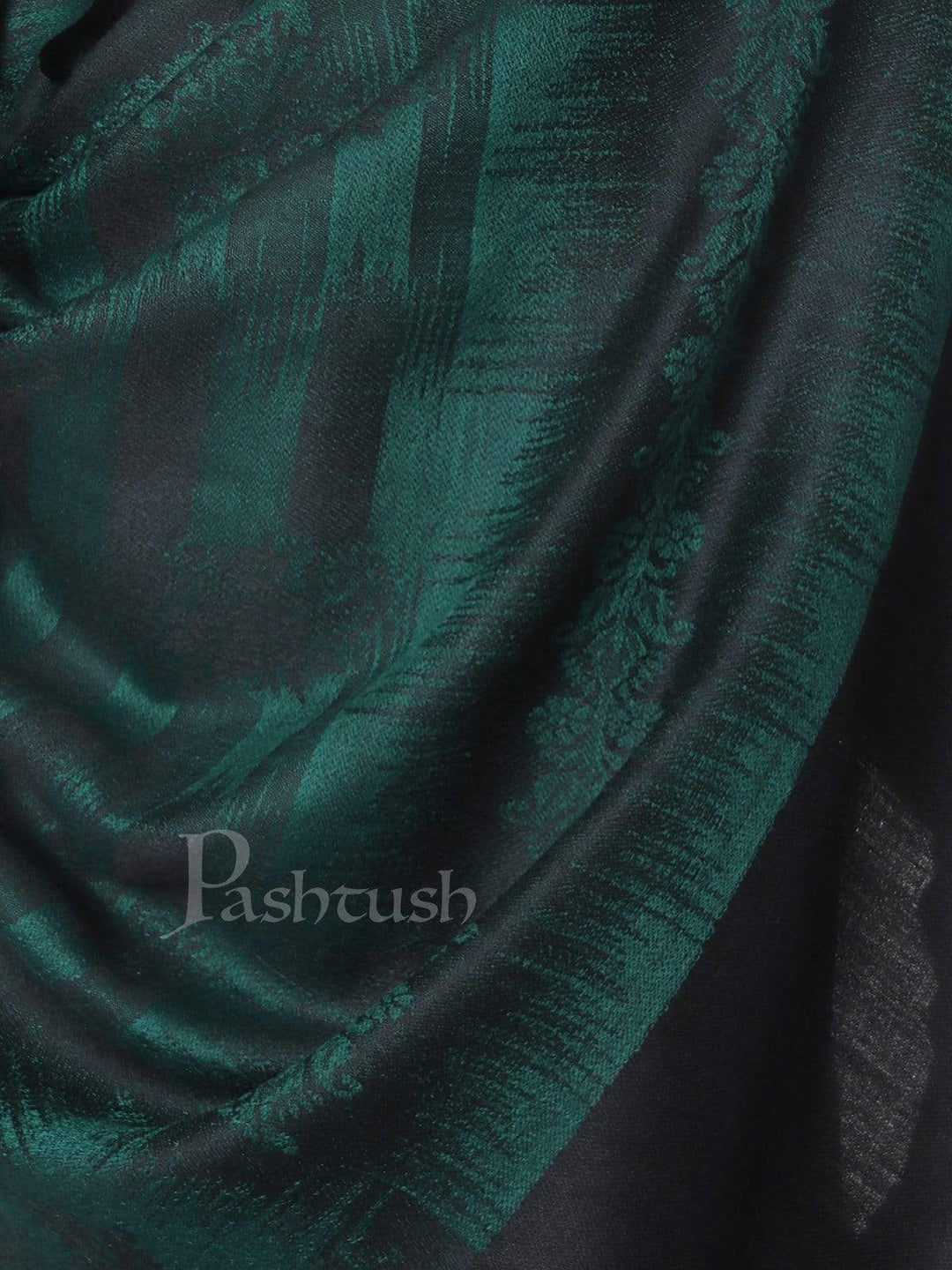Pashtush India 70x200 Pashtush Mens Fine Wool Stole, Ikkat Design, Azure Green