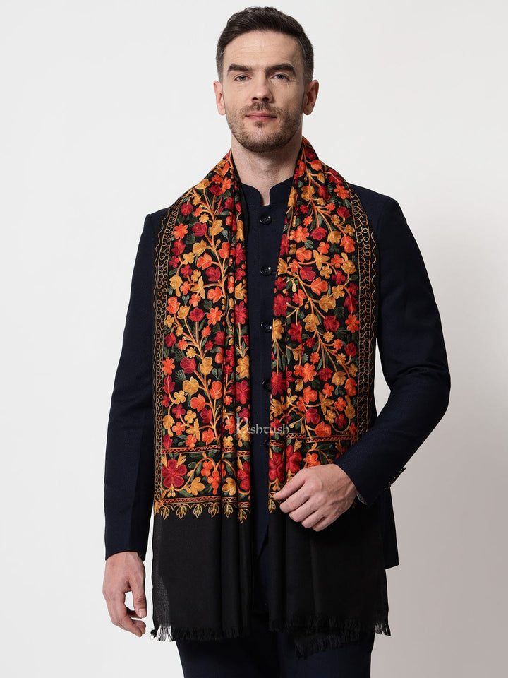 Pashtush India Mens Scarves Stoles and Mufflers Pashtush mens Fine Wool stole, kaani design, Multicolour