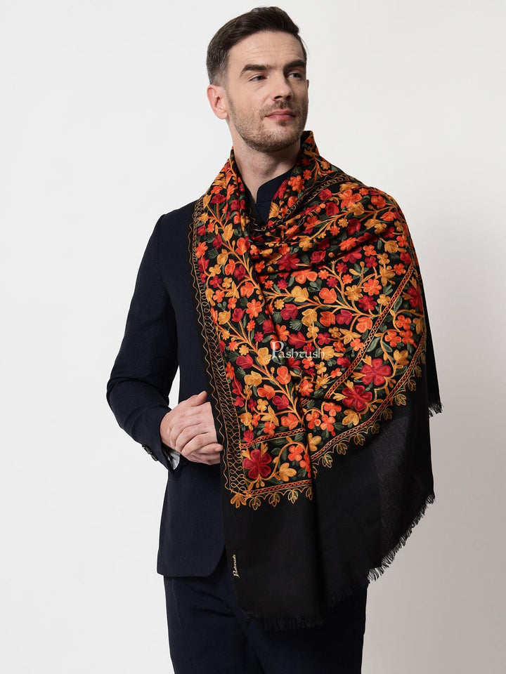 Pashtush India Mens Scarves Stoles and Mufflers Pashtush mens Fine Wool stole, kaani design, Multicolour