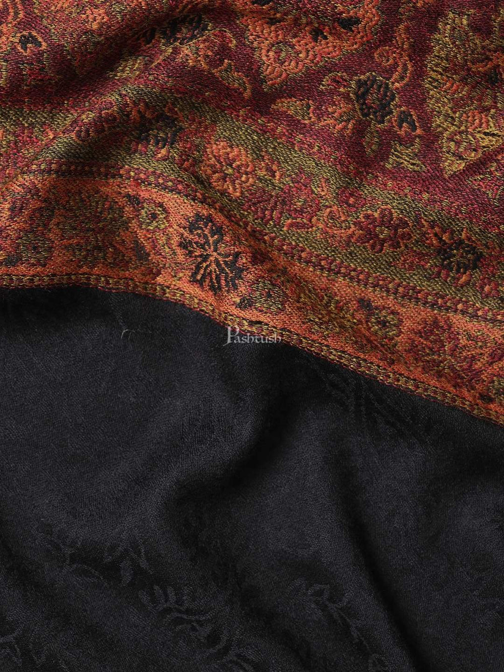 Pashtush India 70x200 Pashtush Mens Fine Wool Stole, Tuscan Sun, Black