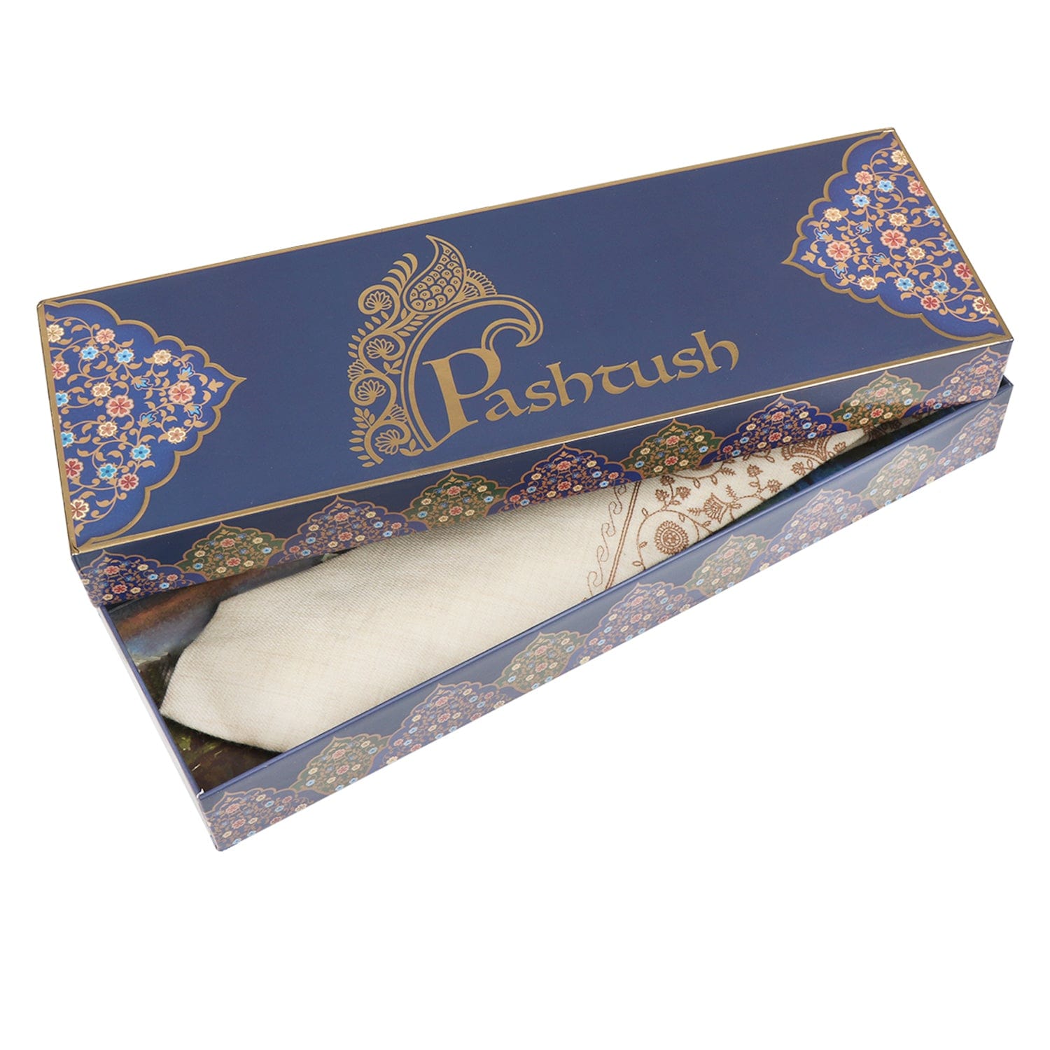 Pashtush India Mens Neckties Ties for Men Pashtush mens Fine Wool tie, Embroidered design, Beige