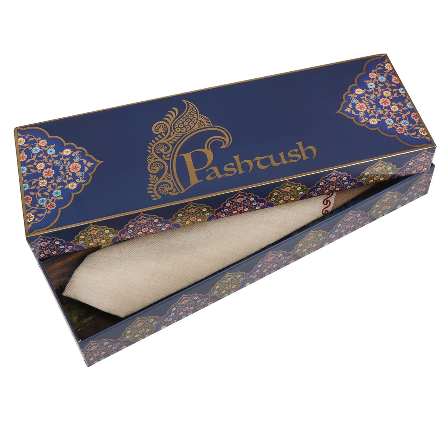 Pashtush India Mens Neckties Ties for Men Pashtush mens Fine Wool tie, Embroidered design, Beige