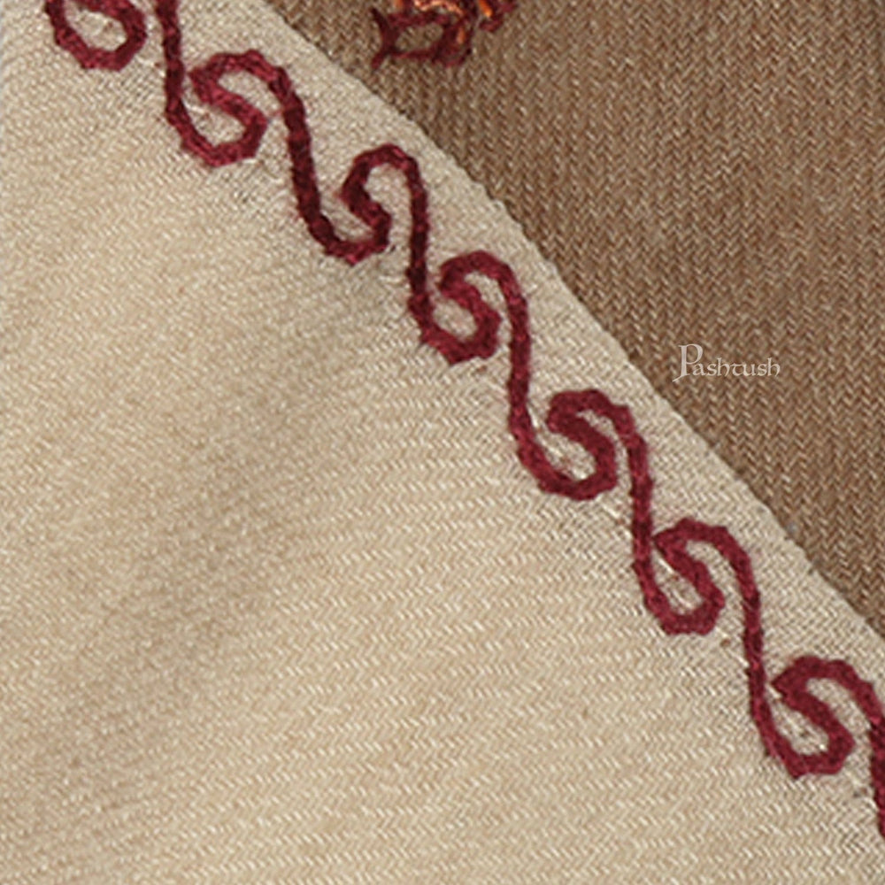 Pashtush India Mens Neckties Ties for Men Pashtush mens Fine Wool tie, Embroidered design, Beige