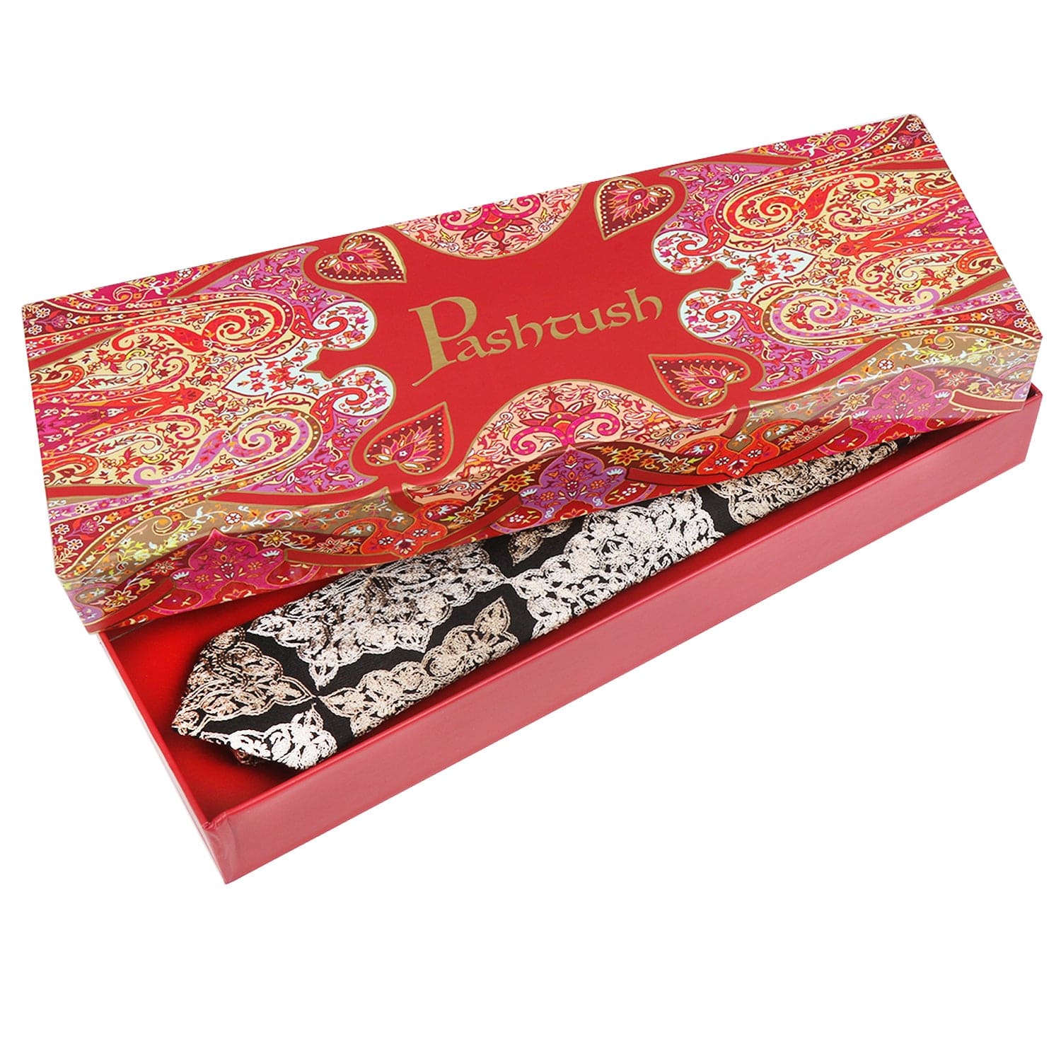 Pashtush India Mens Neckties Ties for Men Pashtush mens Fine Wool tie, Embroidered design, Multicolour