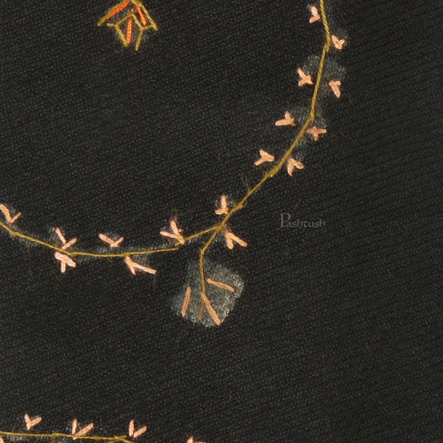 Pashtush India Mens Neckties Ties for Men Pashtush mens Fine Wool tie, Hand Embroidery design, Black