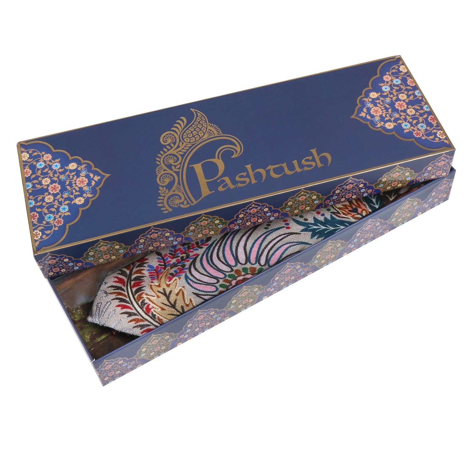 Pashtush India Mens Neckties Ties for Men Pashtush mens Fine Wool tie, kalamkari embroidery design, Multicolour