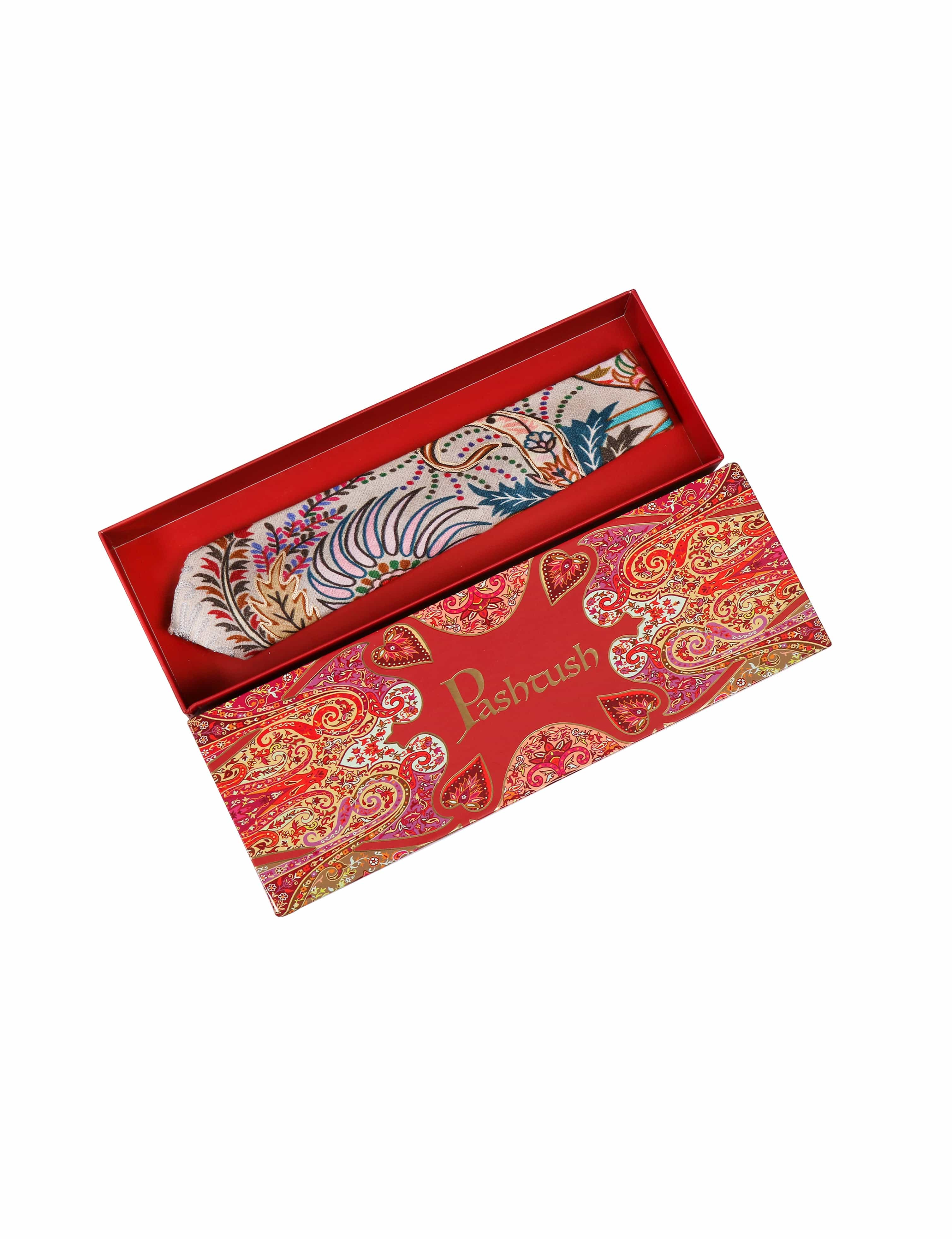 Pashtush India Mens Neckties Ties for Men Pashtush mens Fine Wool tie, kalamkari embroidery design, Multicolour