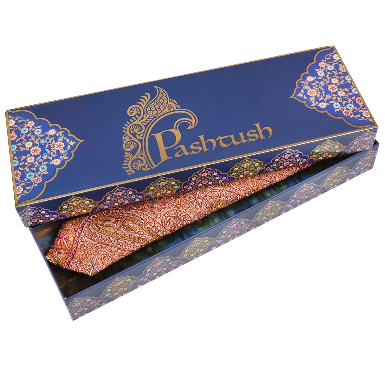 Pashtush India Mens Neckties Ties for Men Pashtush mens Fine Wool tie, Needlework Embroidery design, Beige