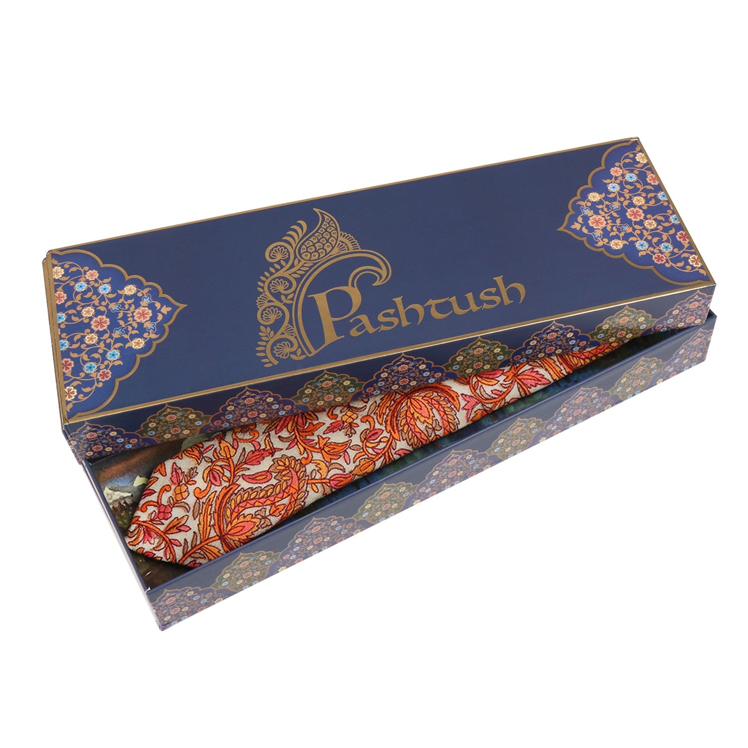 Pashtush India Mens Neckties Ties for Men Pashtush mens Fine Wool tie, Papier Mache Embroidered design, Beige