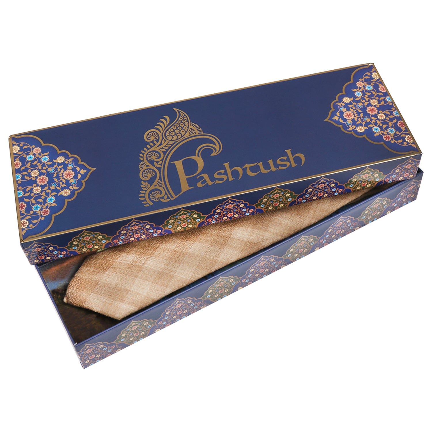 Pashtush India Mens Neckties Ties for Men Pashtush mens Fine Wool tie, Smart Checkered design, Beige