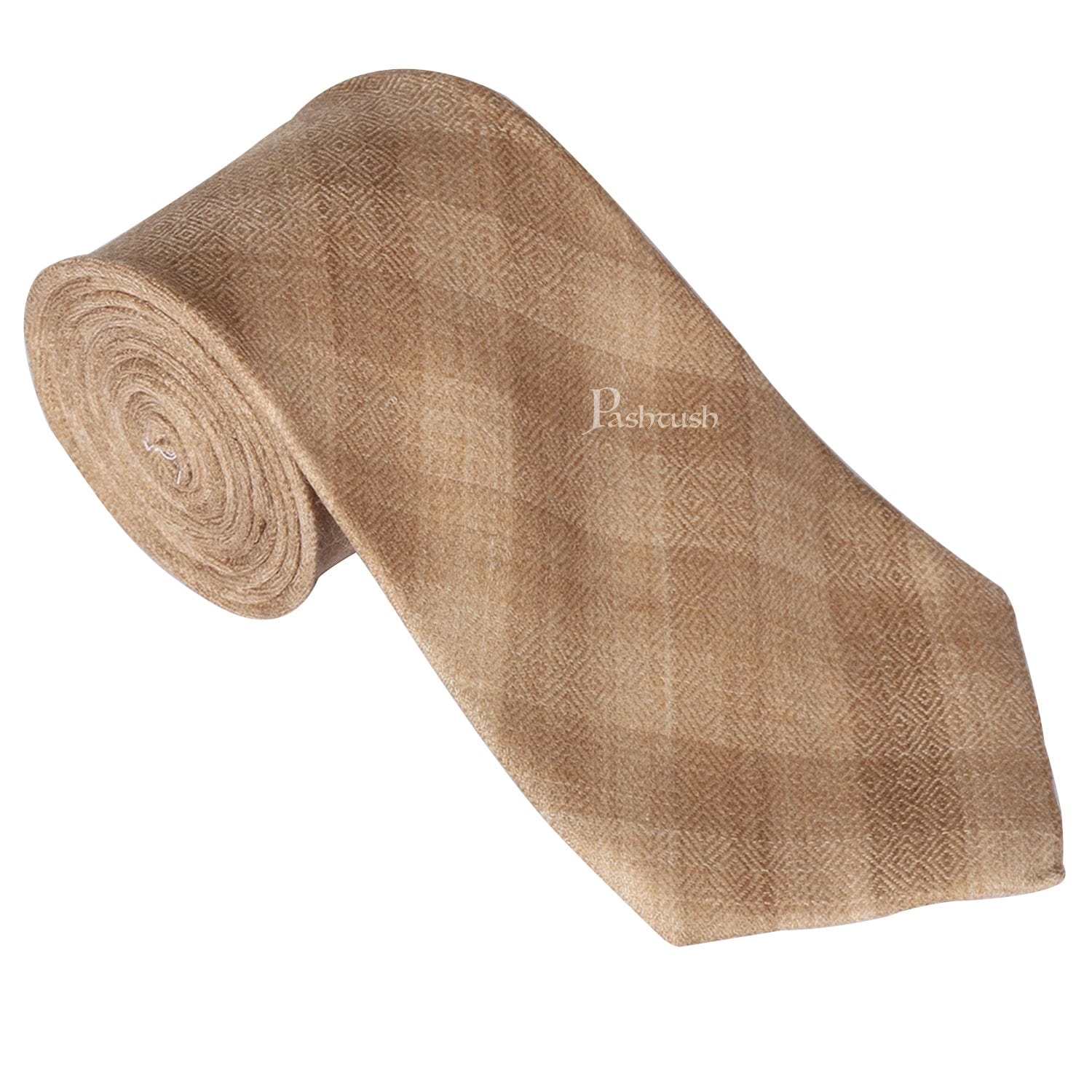 Pashtush India Mens Neckties Ties for Men Pashtush mens Fine Wool tie, Smart Checkered design, Beige