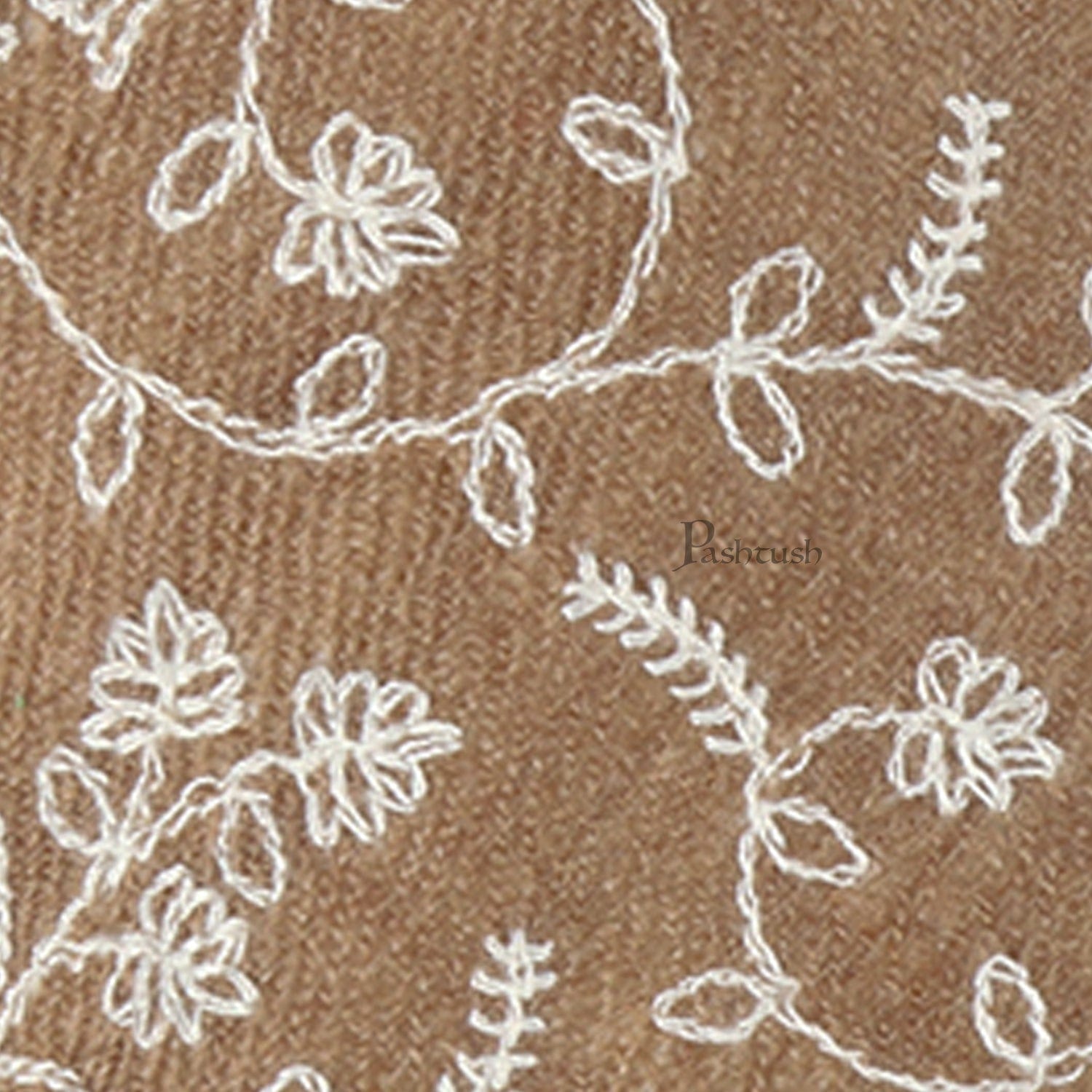 Pashtush India Mens Neckties Ties for Men Pashtush mens Fine Wool tie, Tone on Tone Embroidered design, Taupe