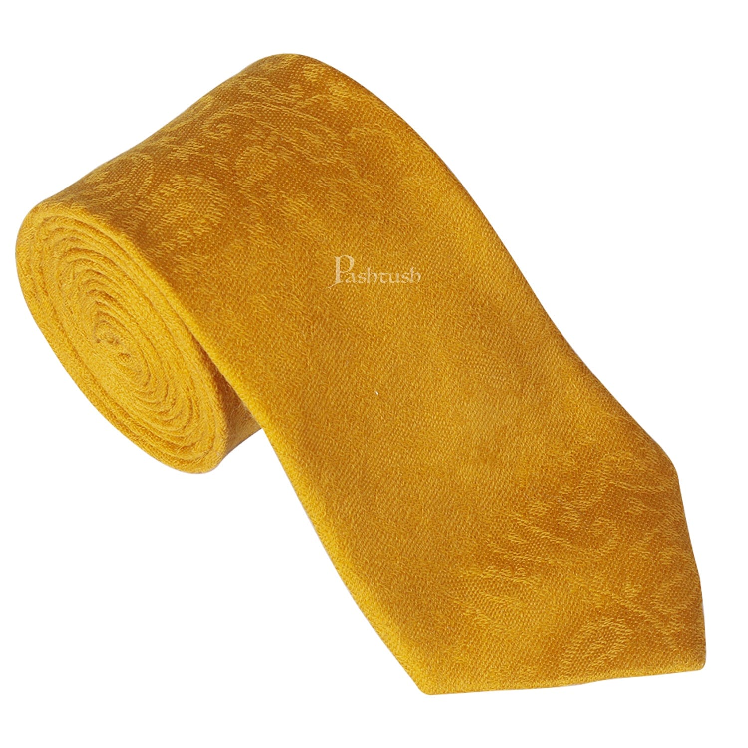 Pashtush India Mens Neckties Ties for Men Pashtush mens Fine Wool tie, Woven design, Mustard