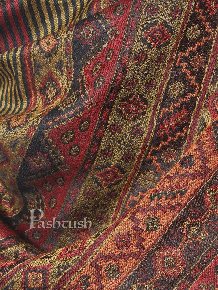 Pashtush India 70x200 Pashtush Mens Fine Wool Traditional Kullu Weave Stole