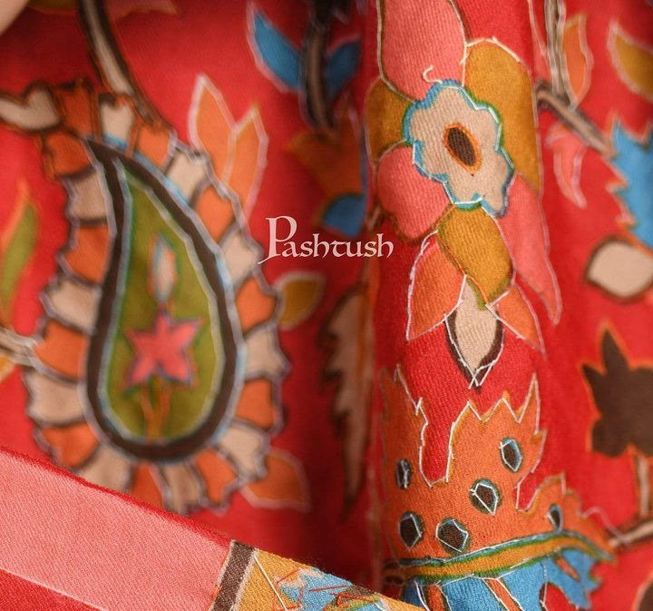 Pashtush India 70x200 Pashtush Mens Hand Embroidery Kalamkari Stole