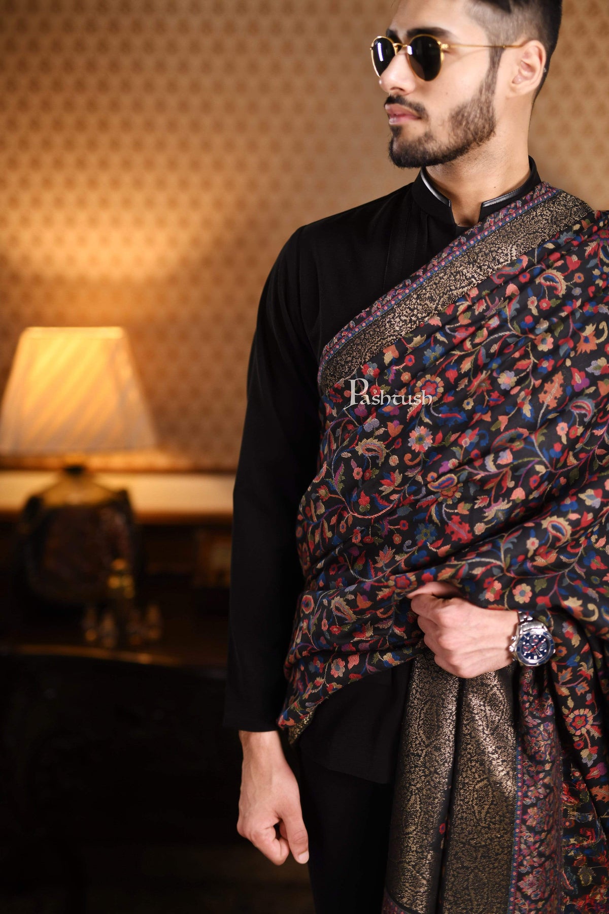 Pashtush Mens Ethnic Shawl, Mens Lohi , Full Size, Fine Wool, With Met â Pashtush Shawl Store