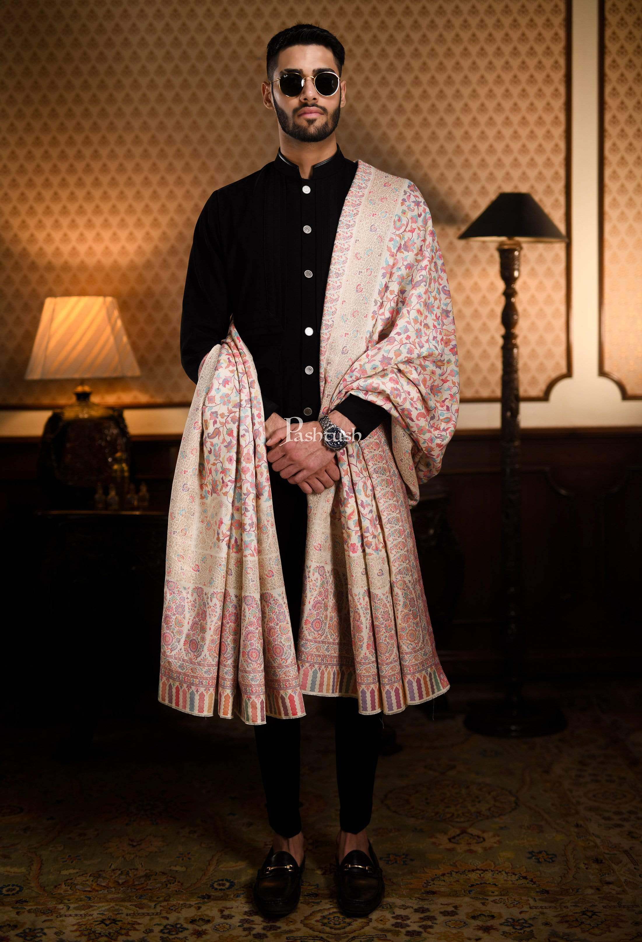 Pashtush Mens Ethnic Shawl, Mens Lohi , Full Size, Fine Wool, With Met â Pashtush Shawl Store