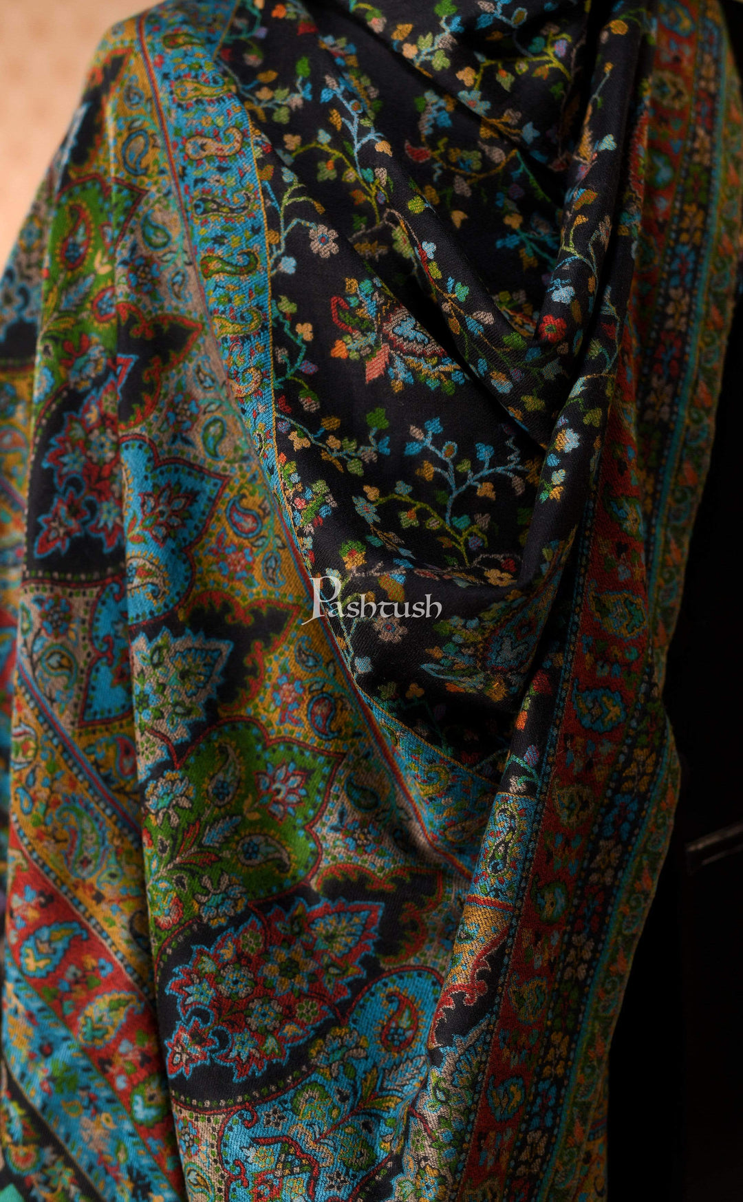 Pashtush India 100x200 Pashtush Mens Kaani Shawl, Multi-Colored Weave, Pure Wool, Woolmark Certificate