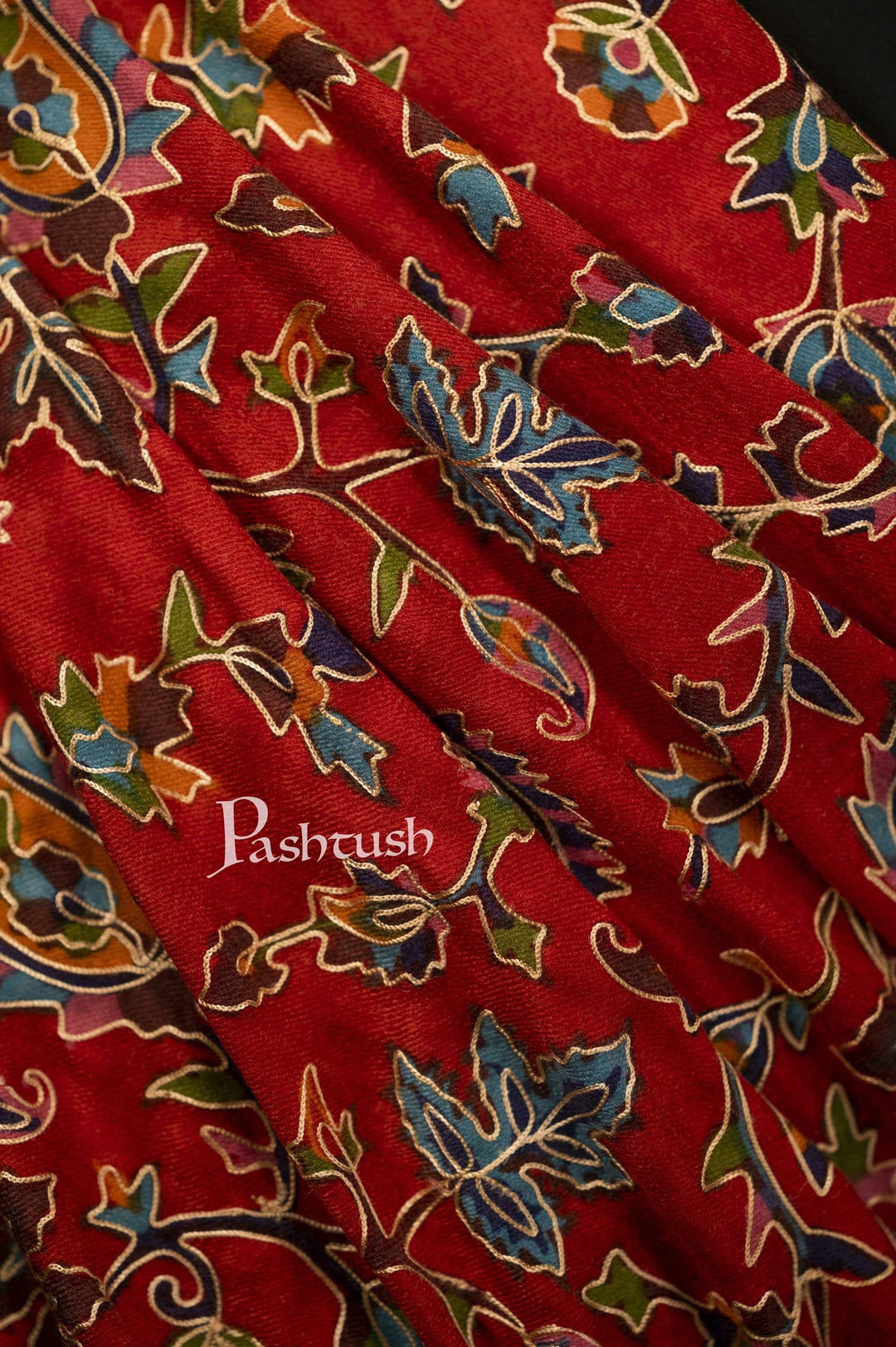 Pashtush India 114x228 Pashtush Mens Kalamkari Embroidery Shawl, Gents Pashmina Shawls, Medium