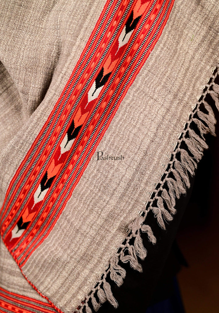 Pashtush India 70x200 Pashtush Mens Kullu Wool, Authentic Handwoven Stole, Extra Warm, Beige