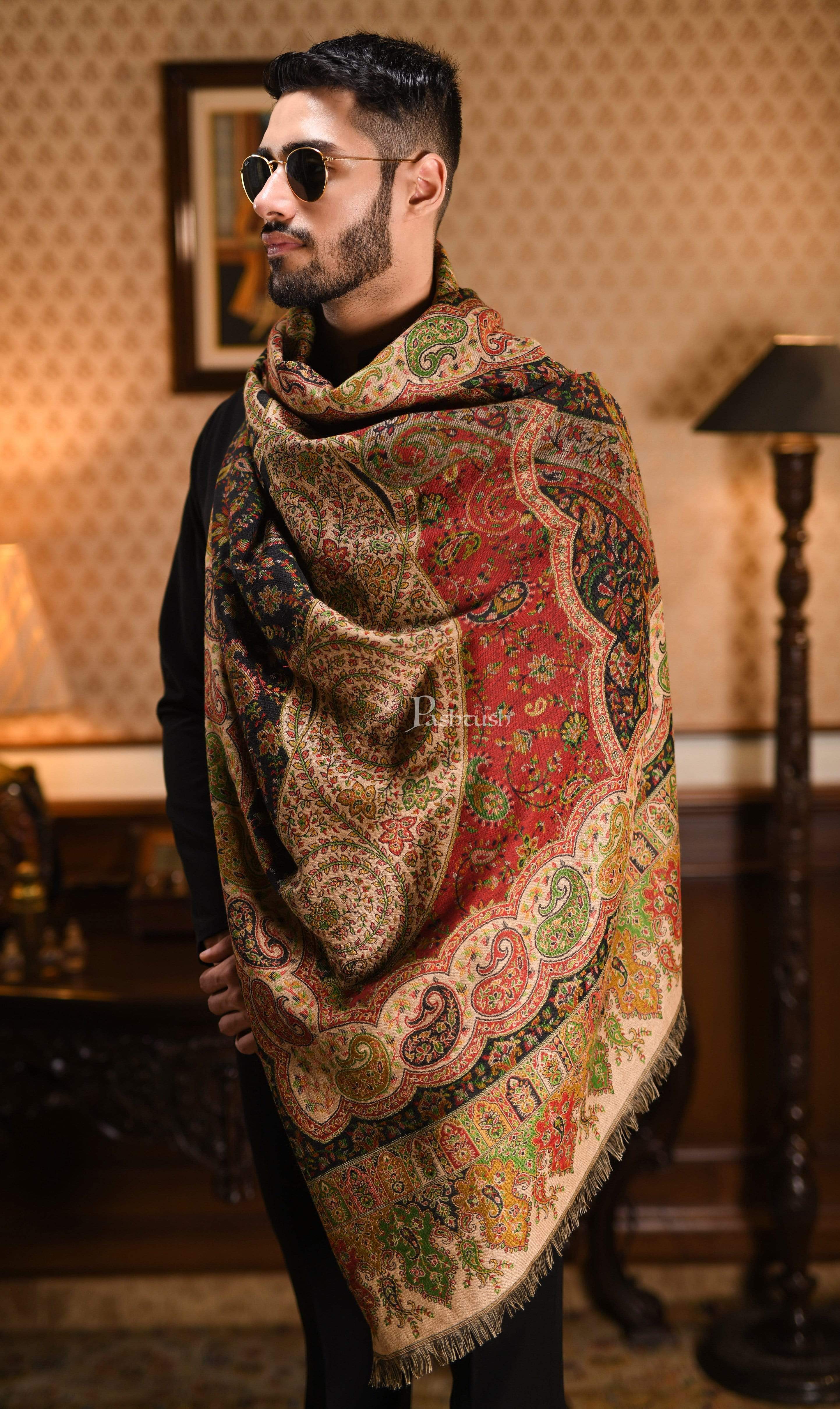 blue suit with peach tie