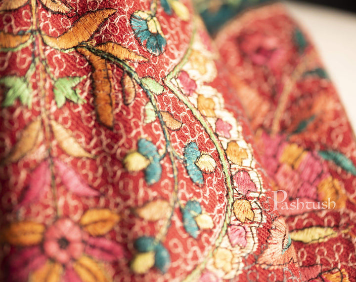 Pashtush India 100x200 Pashtush Mens Papier Mache Embroidered Jamawar Stole, Fine Wool, Soft and Warm