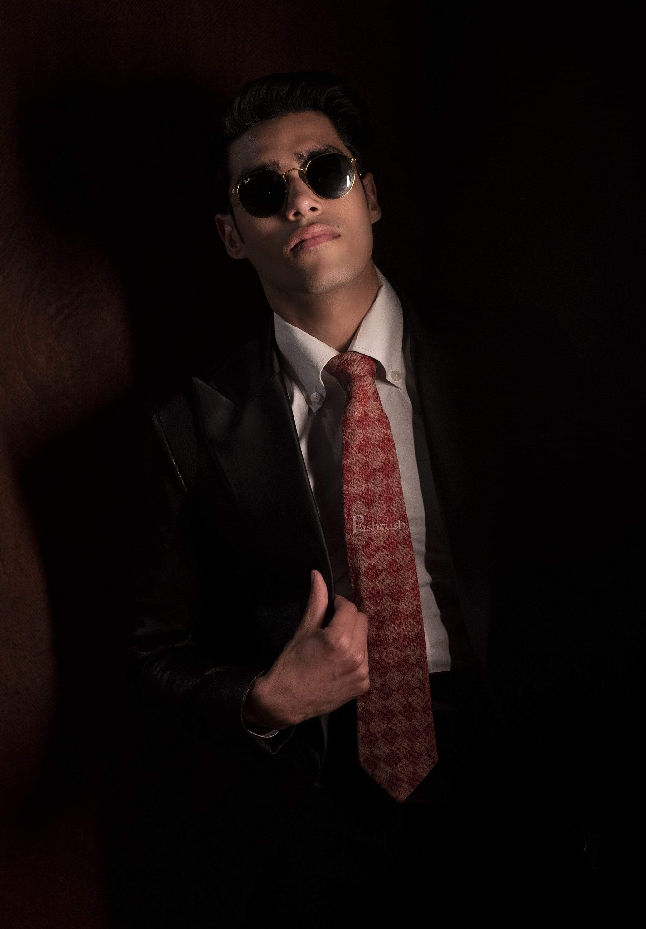 Pashtush India Tie Pashtush Mens Pashmina Necktie, Checkered Design, Free Size