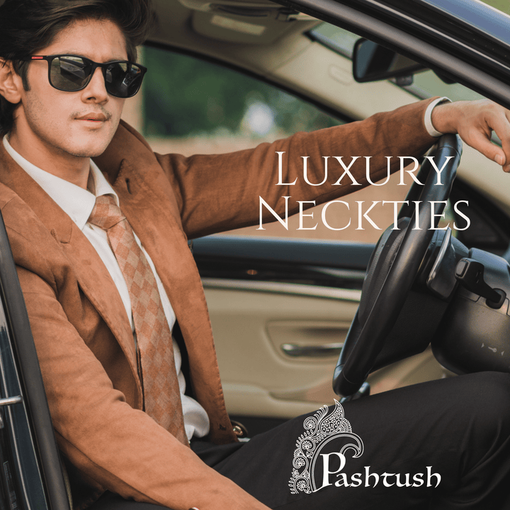 Pashtush Mens  Necktie, Checkered Design, Free Size, Bruges Brown