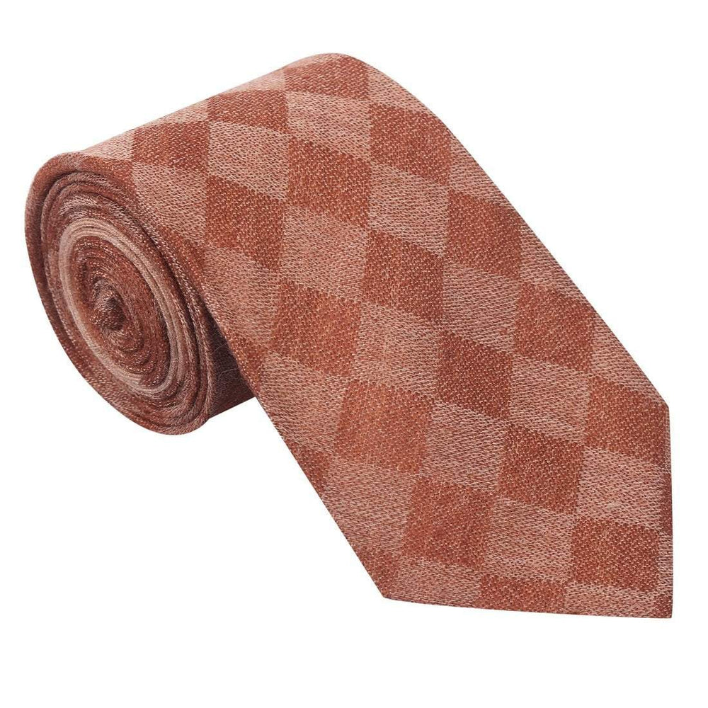 Pashtush Shawl Store Tie Pashtush Mens Pashmina Necktie, Checkered Design, Free Size, Bruges Brown