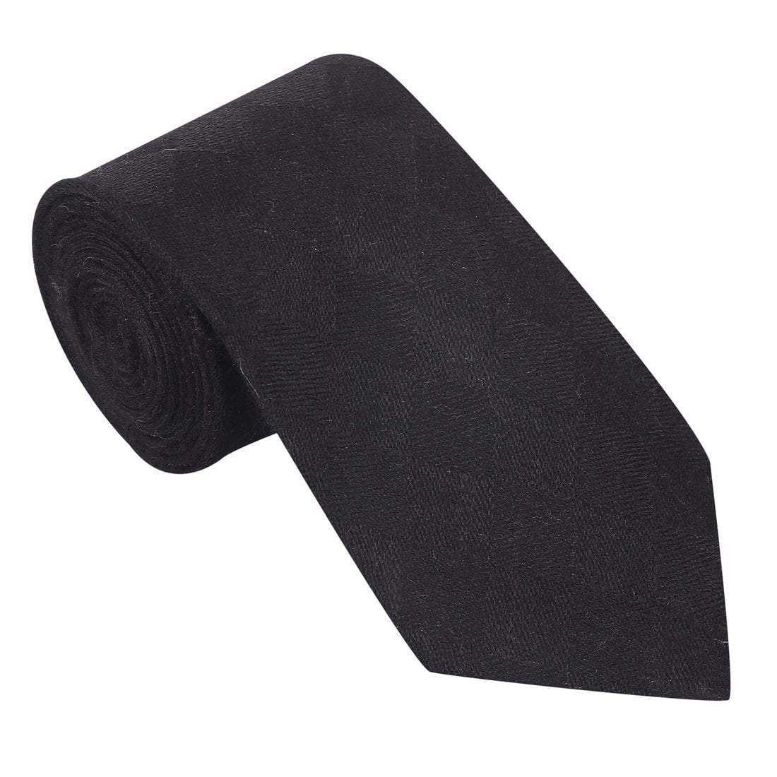 Pashtush Shawl Store Tie Pashtush Mens Pashmina Necktie, Checkered Design, Free Size, Cayman Black