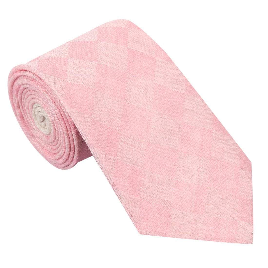 Pashtush Shawl Store Tie Pashtush Mens Pashmina Necktie, Checkered Design, Free Size, Debonair Pink