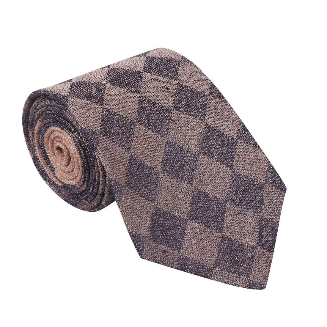 Pashtush Shawl Store Tie Pashtush Mens Pashmina Necktie, Checkered Design, Free Size, Delvin Oxford Blue