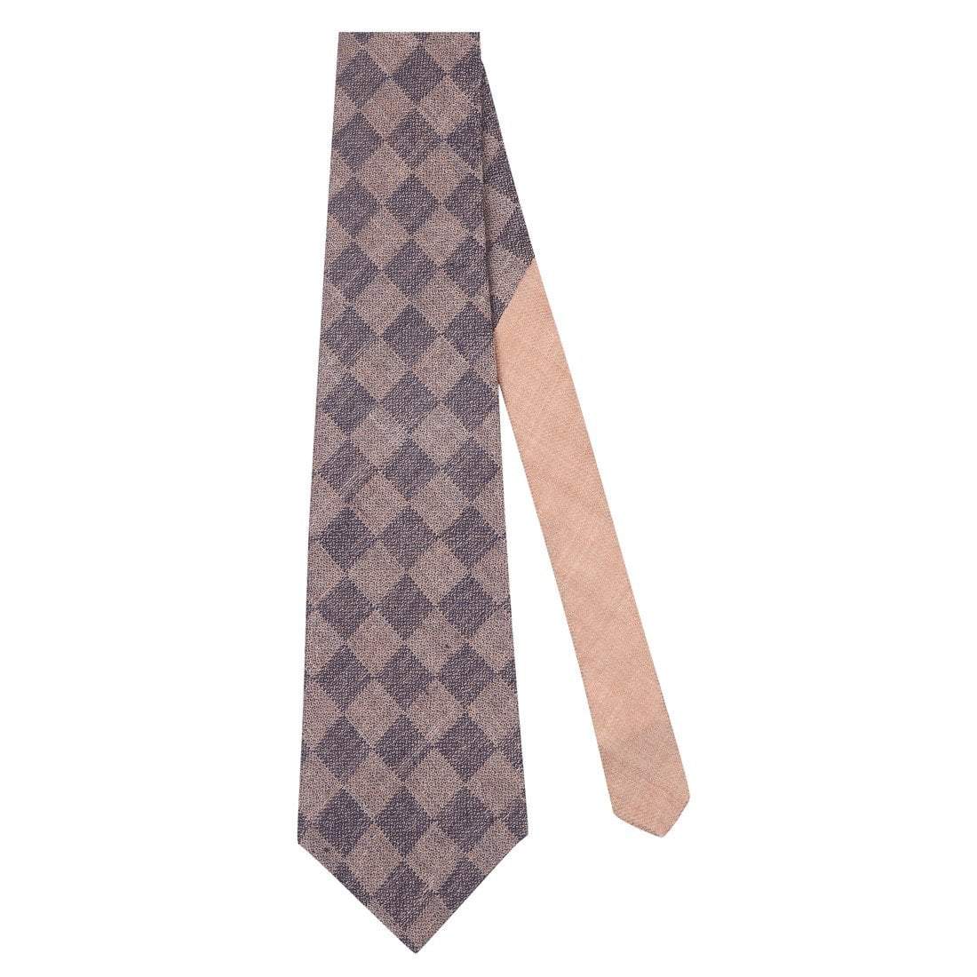 Pashtush Shawl Store Tie Pashtush Mens Pashmina Necktie, Checkered Design, Free Size, Delvin Oxford Blue