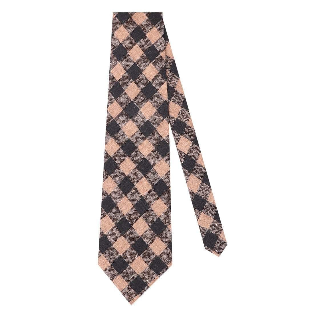 Pashtush Shawl Store Tie Pashtush Mens Pashmina Necktie, Soft and Luxurious, Checkered Design, Extra fine Ties for Men, Free Size