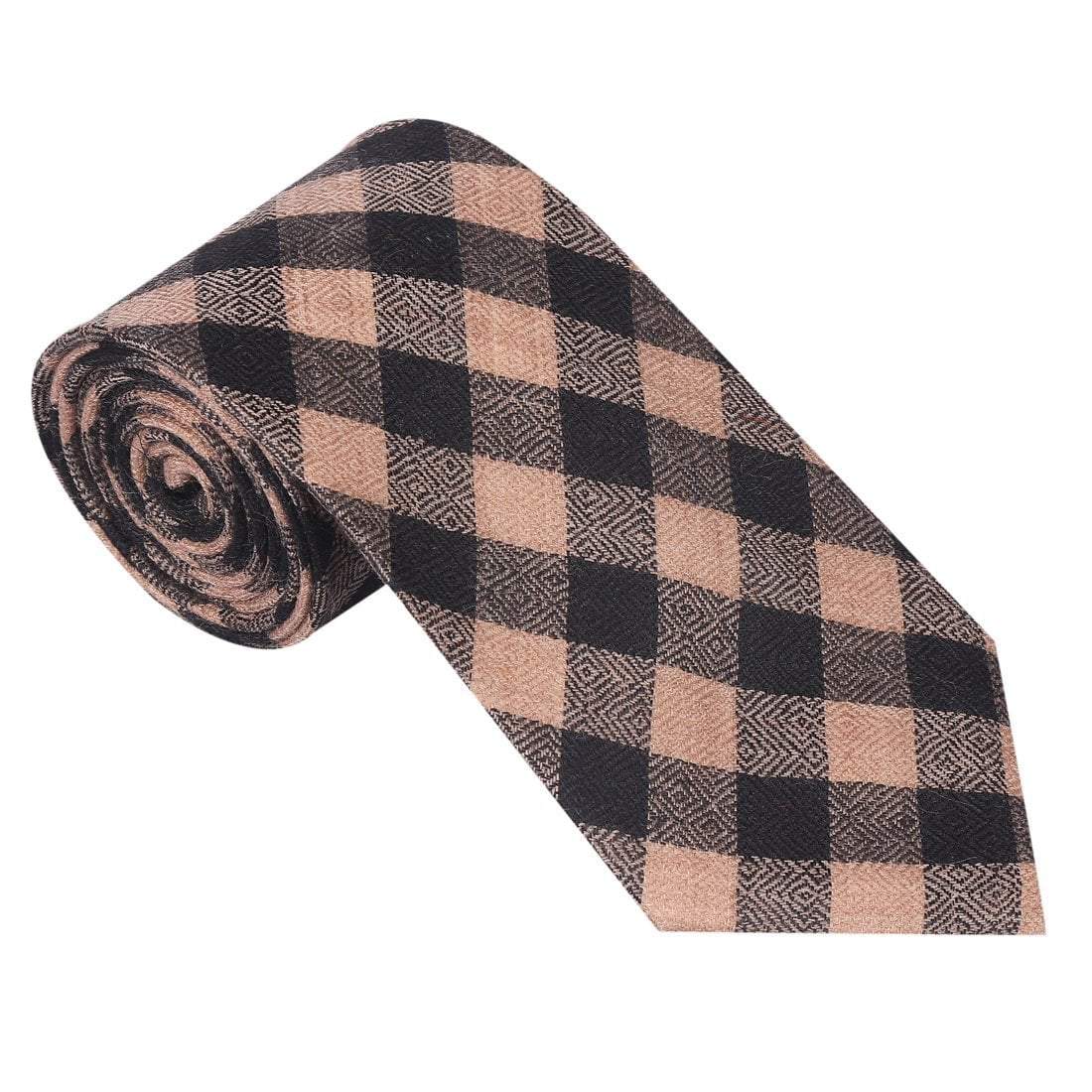 Pashtush Shawl Store Tie Pashtush Mens Pashmina Necktie, Soft and Luxurious, Checkered Design, Extra fine Ties for Men, Free Size