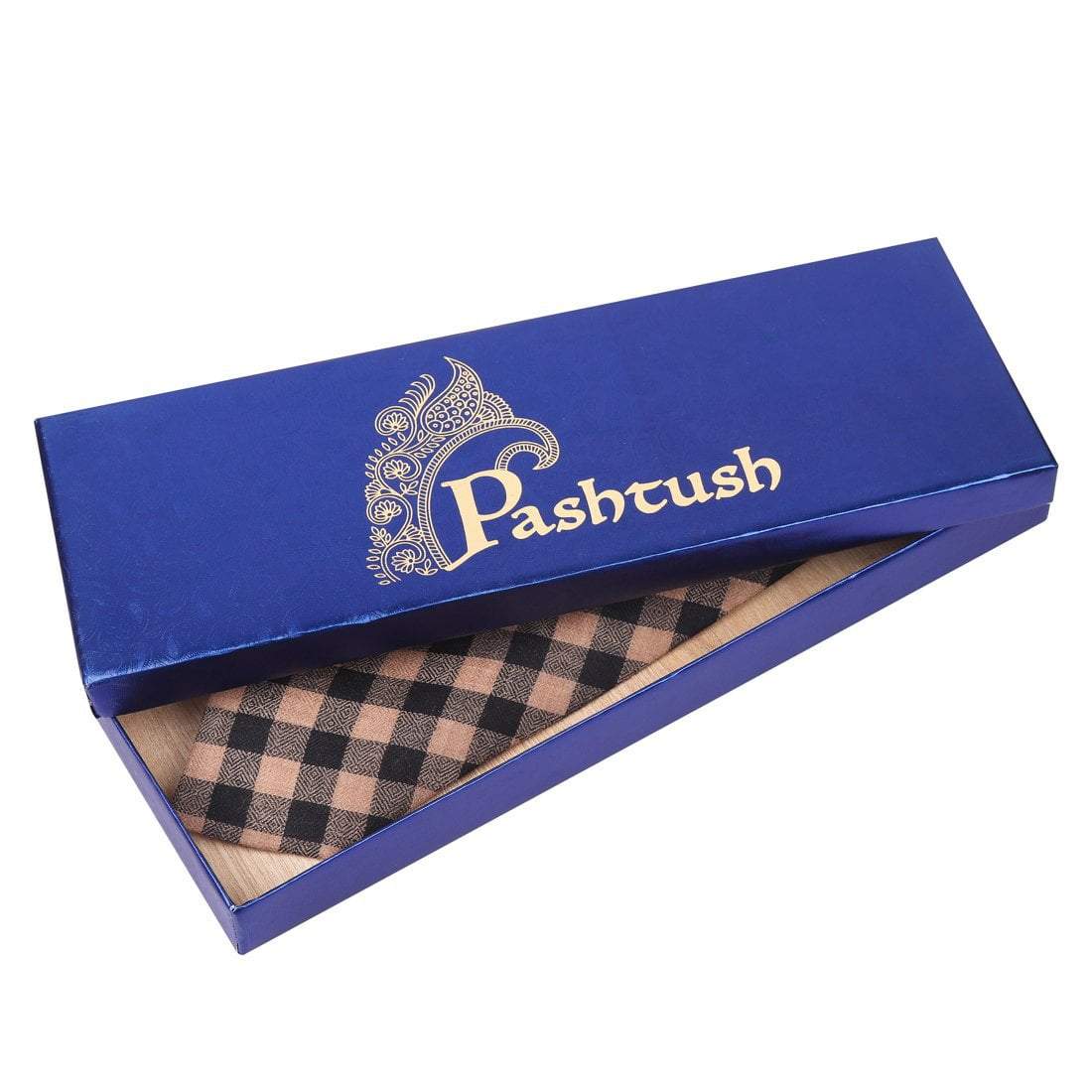 Pashtush Shawl Store Tie Pashtush Mens Pashmina Necktie, Soft and Luxurious, Checkered Design, Extra fine Ties for Men, Free Size