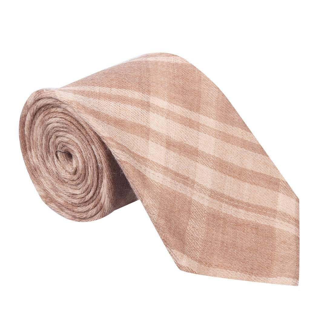 Pashtush Shawl Store Tie Pashtush Mens Pashmina Necktie, Soft and Luxurious, Checkered Design, Free Size, Cairo Beige