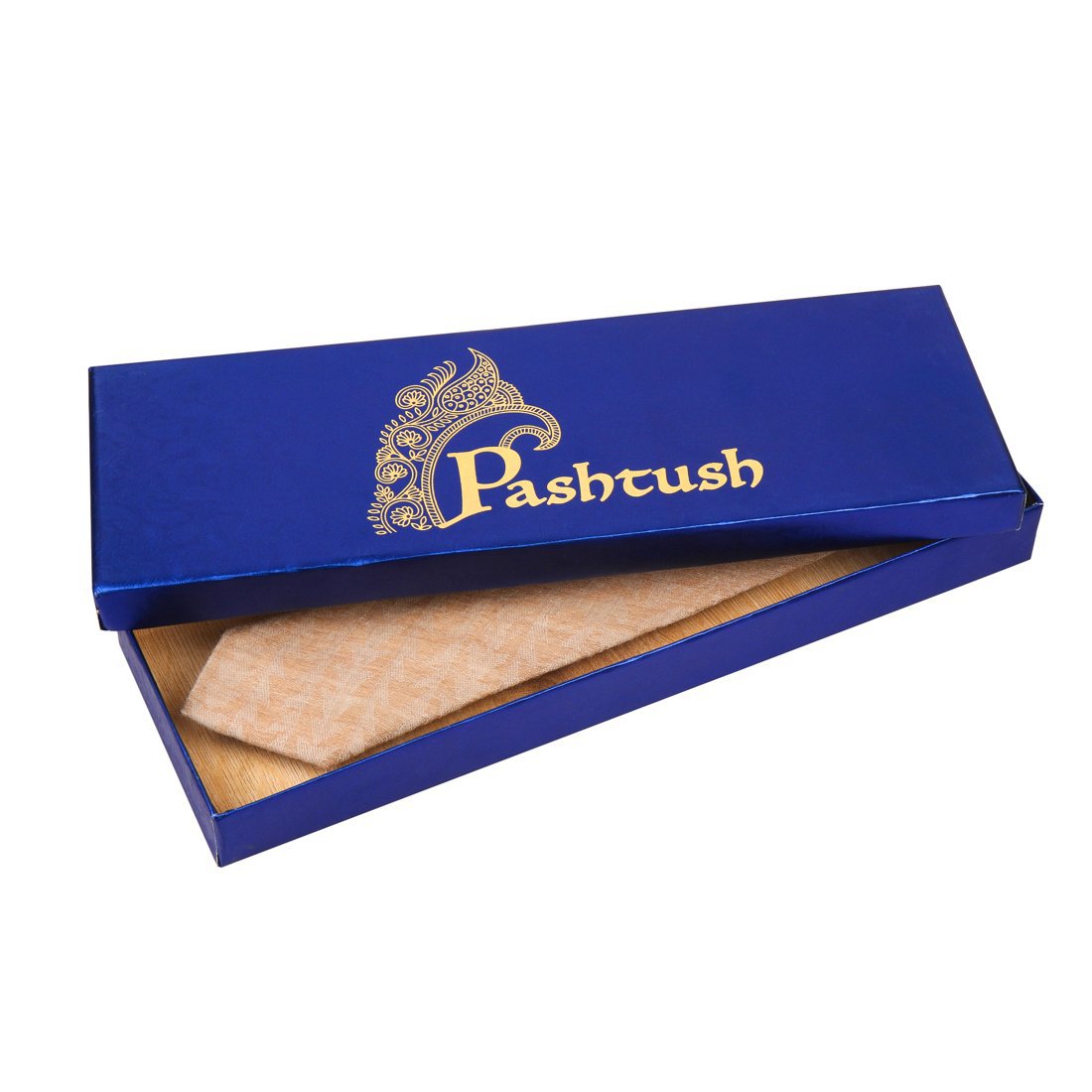 Pashtush Shawl Store Tie Pashtush Mens Pashmina Necktie, Soft and Luxurious, Extra Fine Jacquard Ties for Men, Free Size, Floral Beige