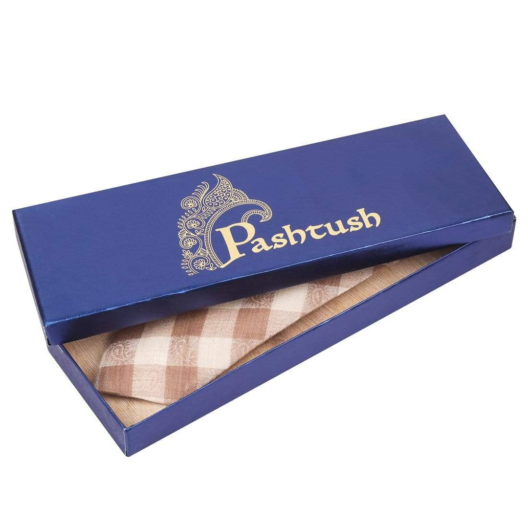 Pashtush Mens  Necktie, Soft And Luxurious, Paisley Checks, Free Size, Beige
