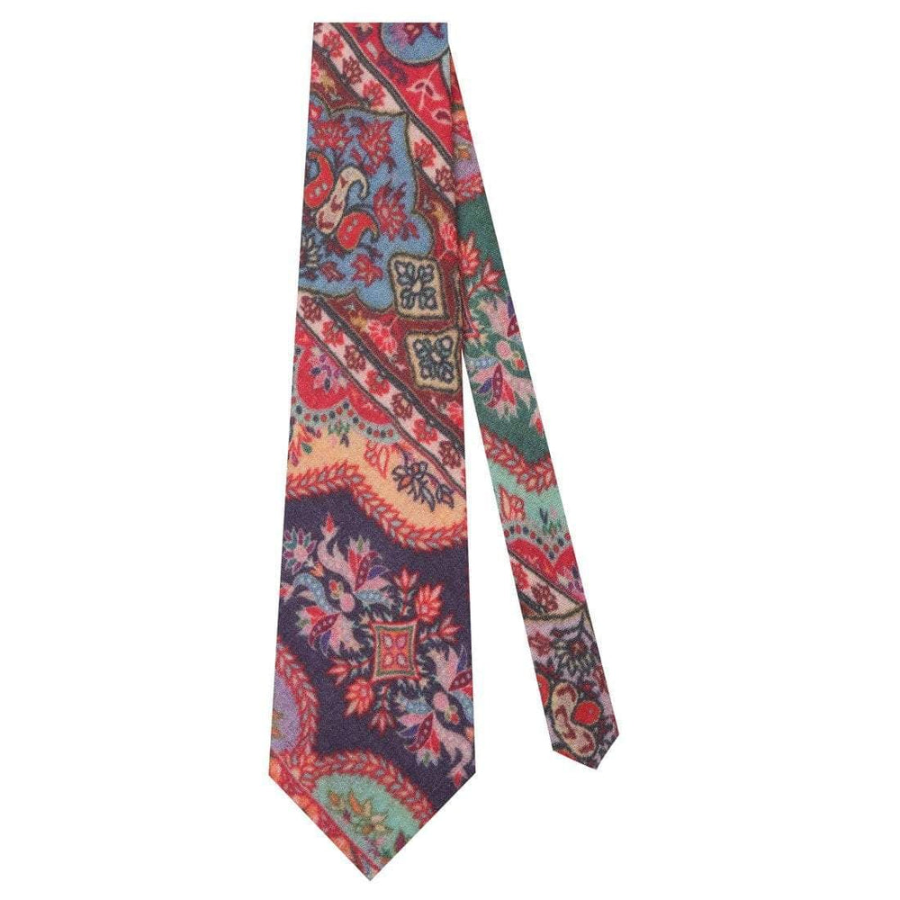 Pashtush India Tie Pashtush Mens Printed Pashmina Wool Necktie, Free Size, Mayan Garden Print