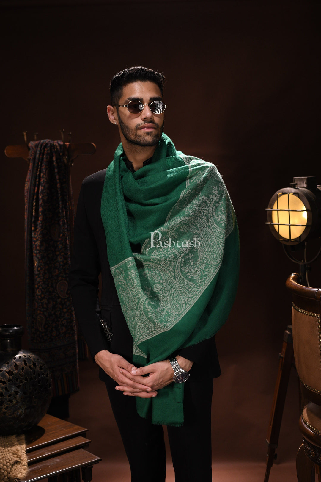Pashtush Mens Scarf With Chanting Paisleys Design, Soft And Warm