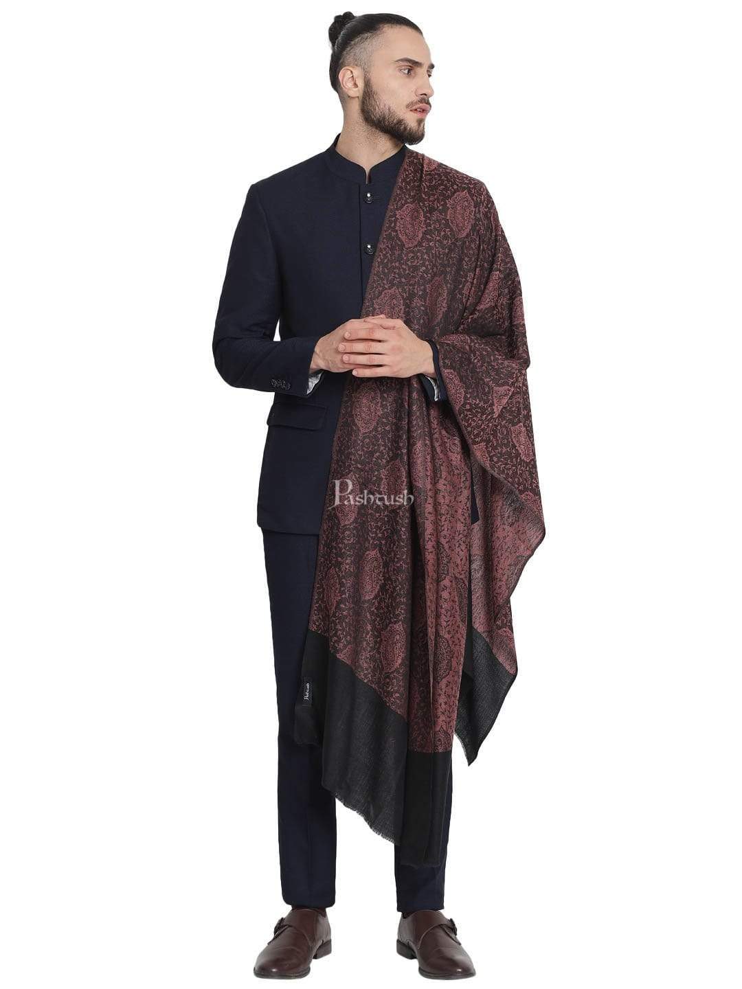 Pashtush India 70x200 Pashtush Mens Soft Wool, Reversible Stole Scarf