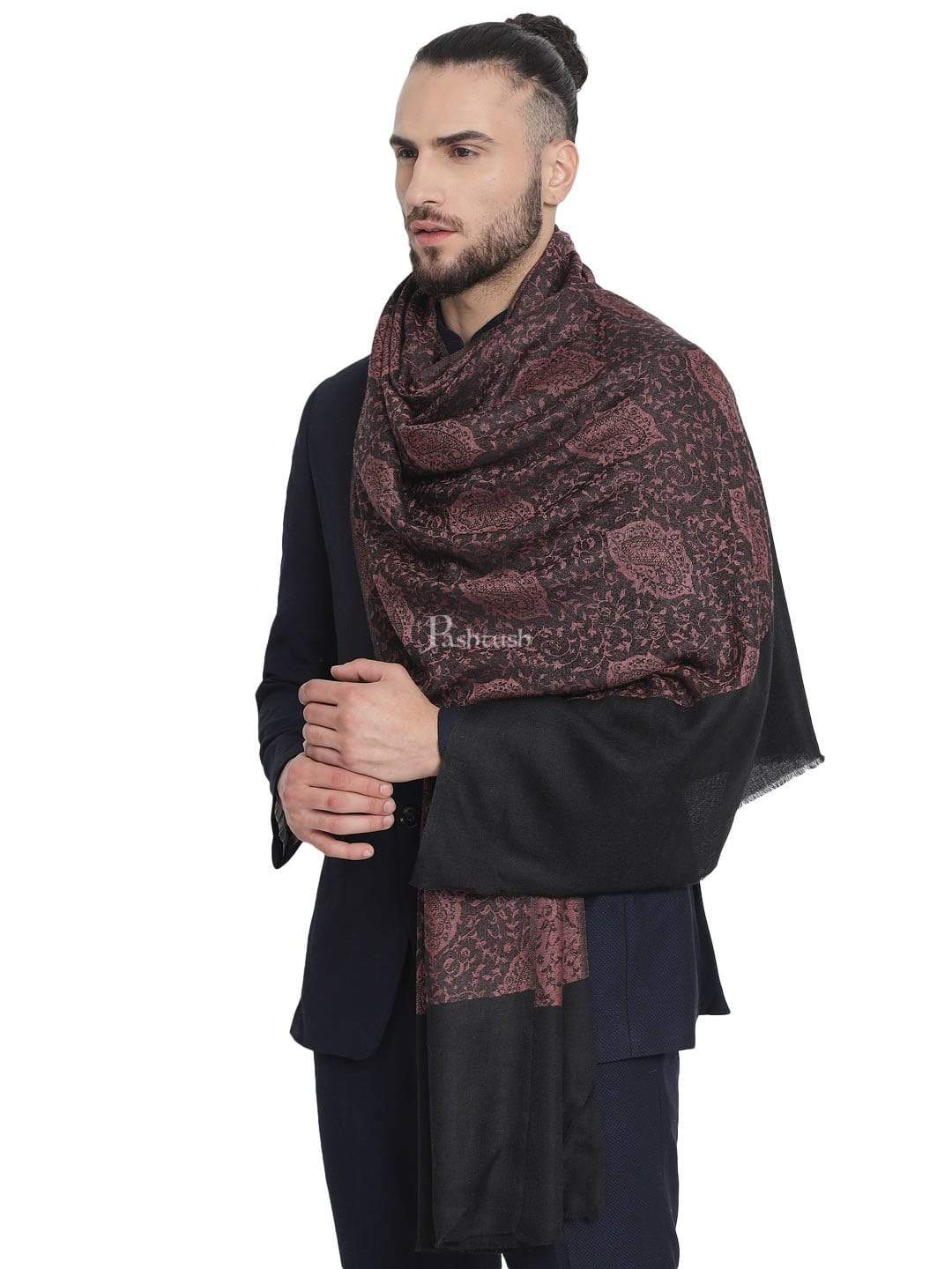 Pashtush India 70x200 Pashtush Mens Soft Wool, Reversible Stole Scarf