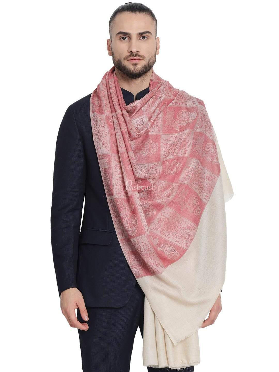 Pashtush India 100x200 Pashtush Mens Stole Scarf, Extra Soft Wool Stole, Aztec Weave