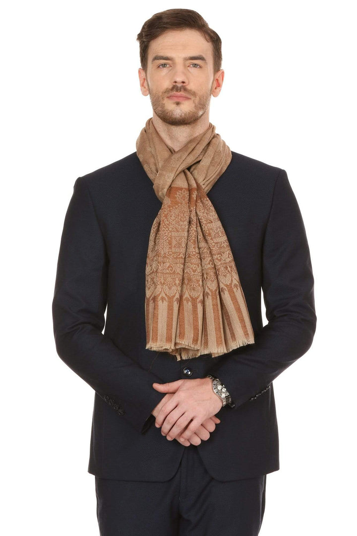 Pashtush Mens Stole Scarf, Extra Soft Wool - Taupe