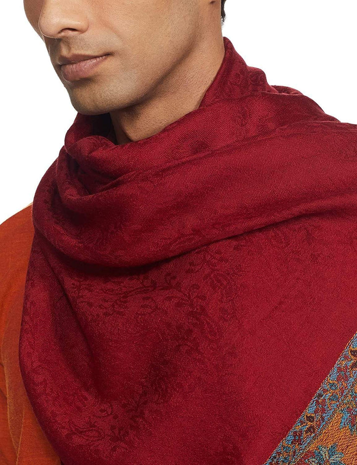 Pashtush India 100x200 Pashtush Mens Stole, Soft Wool with Ambi Weave Palla, Maroon