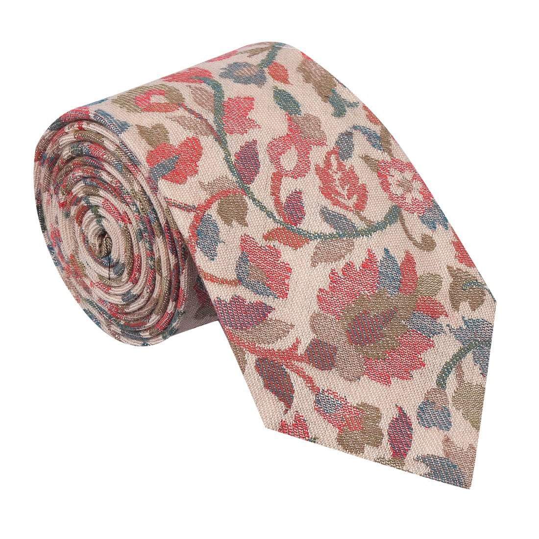 Pashtush Shawl Store Tie Pashtush Mens Woven Jacquard Necktie, Tie for men, Bright Colours, Free Size, Beige