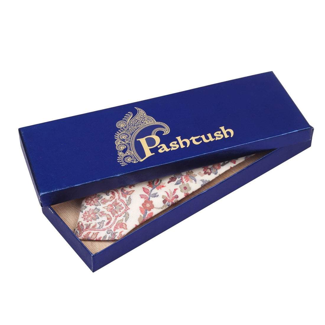 Pashtush Shawl Store Tie Pashtush Mens Woven Jacquard Necktie, Tie for men, Bright Colours, Free Size, Ivory